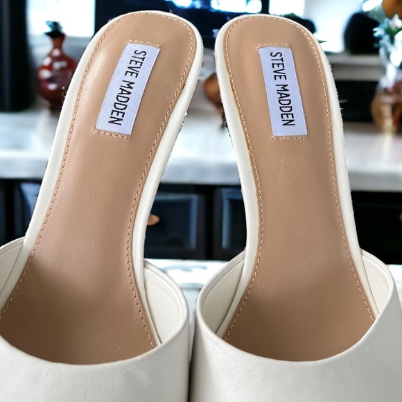 Steven Madden Erin White Leather High Heel Sandals Size 9.5 - Picture 13 of 14